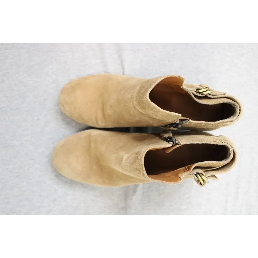 Franco Sarto Booties Womens Size US 7M Tan‎ Leather Side Zipper Ankle A-Matisse